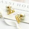 Dior four-letter double-ball pearl stud earrings