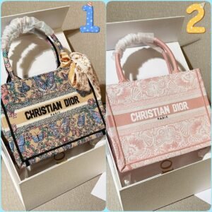2622.jpg Dior Book tote butterfly fairy print embroidered jacquard tote bag with silk scarf