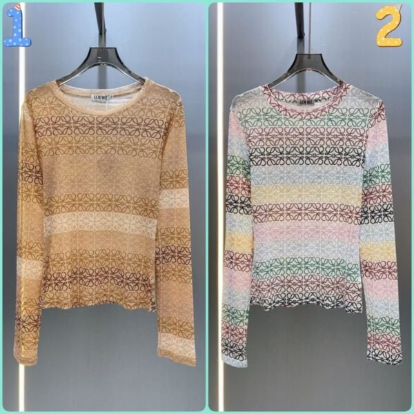 Loewe rainbow print mesh bottoming shirt is light and breathable