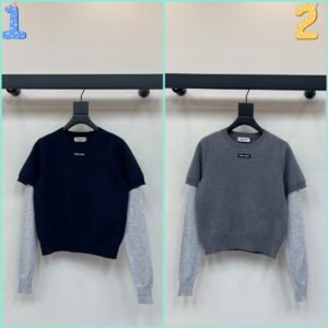 miumiu New color matching fake two-piece knitted wool fabric high quality
