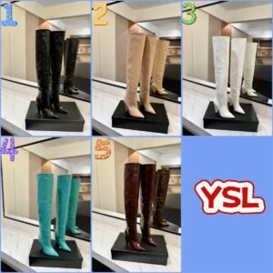 YSL Latest wrinkled pointed-toe high-heeled boots made of genuine leather