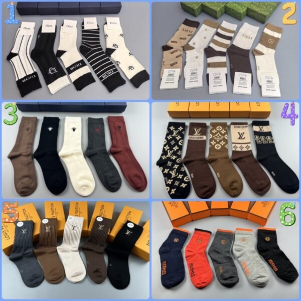 DIOR socks with bee logo 5 pairs per box