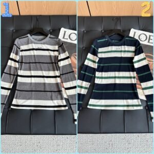 miumiu Tencel wool striped bottoming shirt