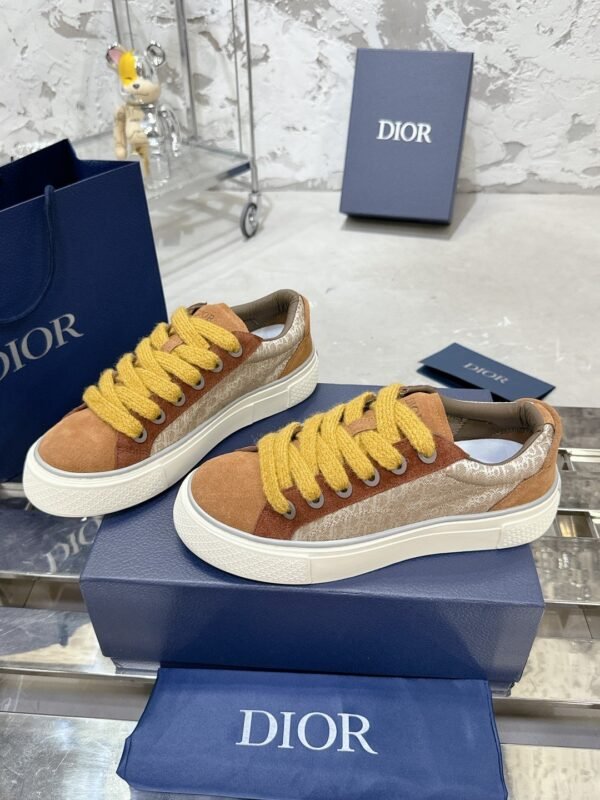Dior original casual shoes diamond pattern canvas inlay