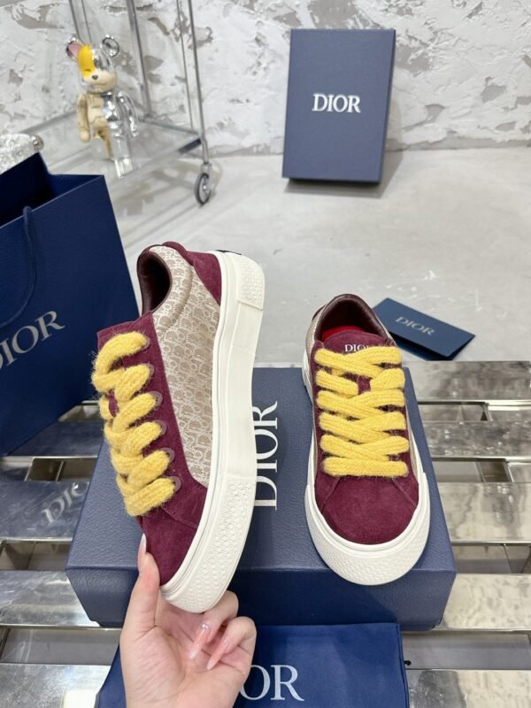 Dior original casual shoes diamond pattern canvas inlay
