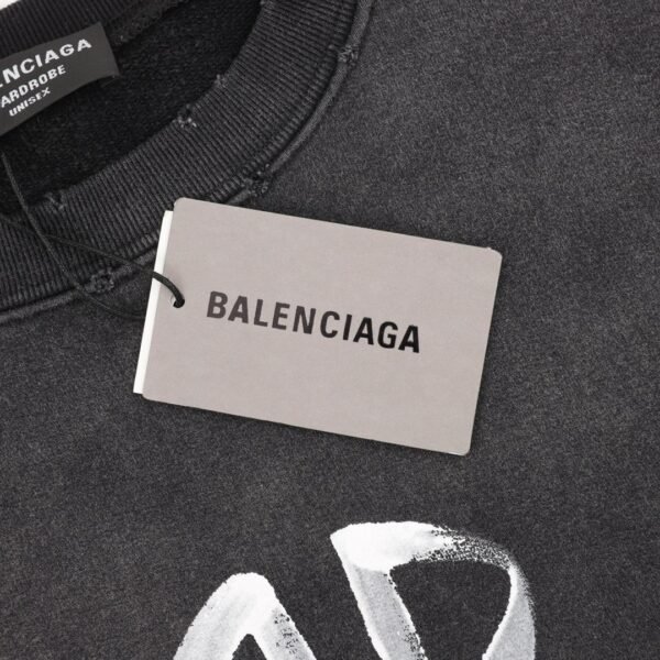 Balenciaga washed lettered printed crew-neck hoodie