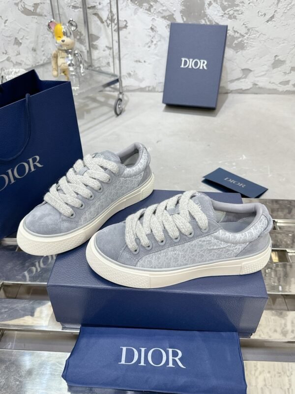 Dior original casual shoes diamond pattern canvas inlay