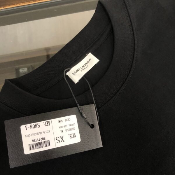 Saint Laurent original round neck short sleeve YSL embroidery logo