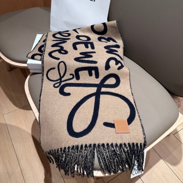 Loewe handwritten logo double-sided graffiti scarf