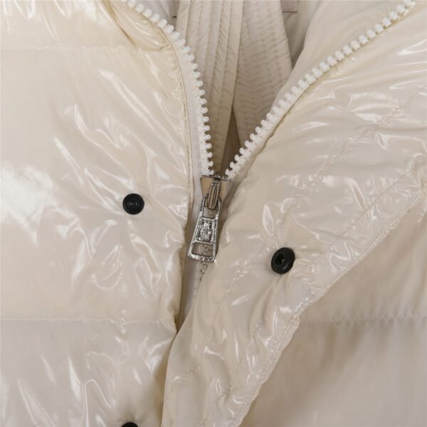 Moncer white fritillary bright patent leather short down jacket