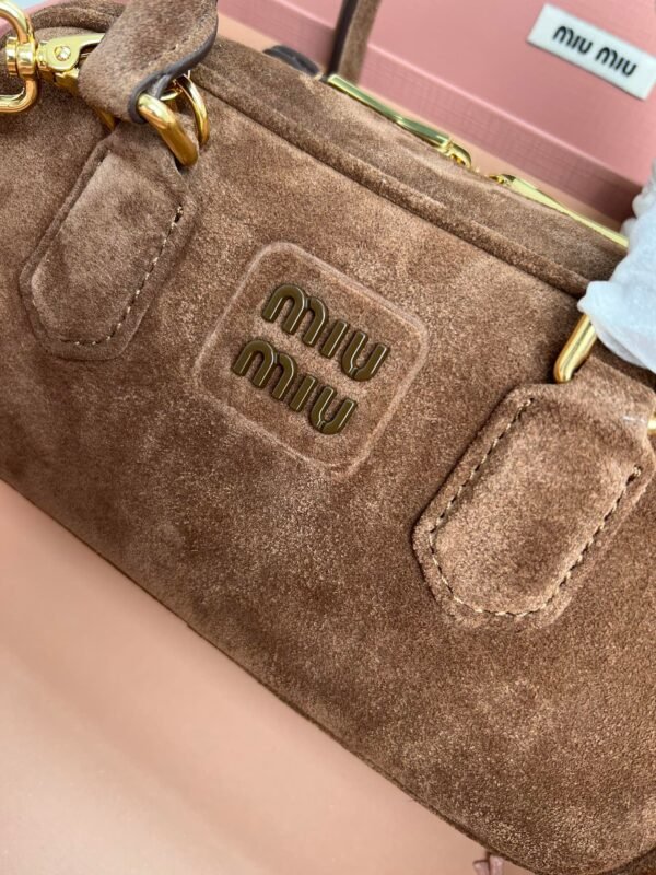 MiuMiu top layer suede calfskin bowling bag 22×10.5×7.5 cm