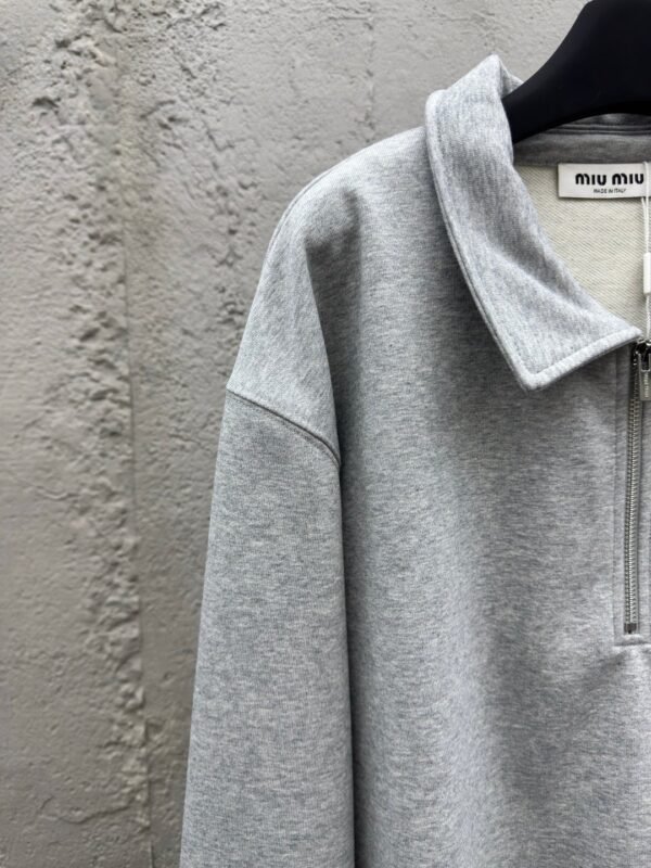 MIUMIU embroidered label zipper hoodie