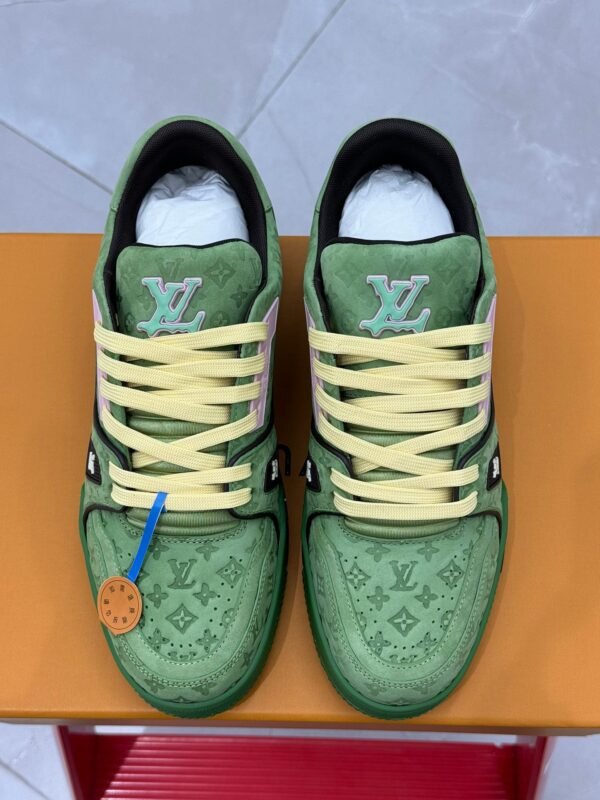 Louis Vuitton & tyler trainer green embossed shoes