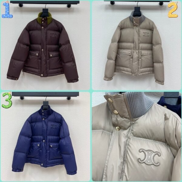 Celine’s new winter color-blocked knitted down jacket