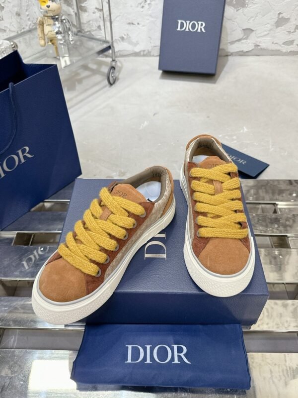 Dior original casual shoes diamond pattern canvas inlay
