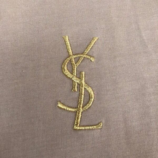 Saint Laurent original round neck short sleeve YSL embroidery logo