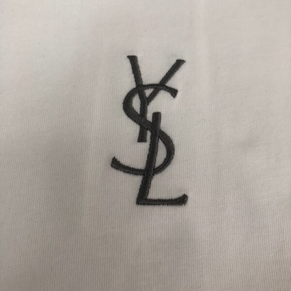 Saint Laurent original round neck short sleeve YSL embroidery logo
