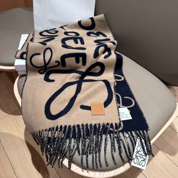 Loewe handwritten logo double-sided graffiti scarf