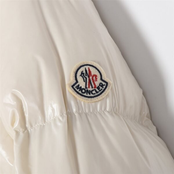 Moncer white fritillary bright patent leather short down jacket