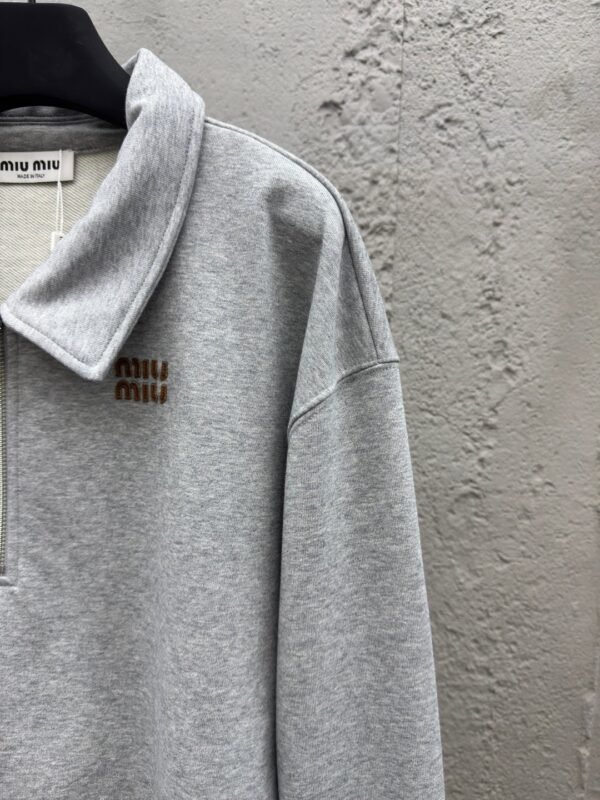 MIUMIU embroidered label zipper hoodie