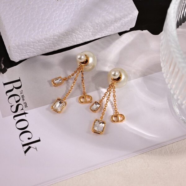 Dior CD knitted diamond stud earrings