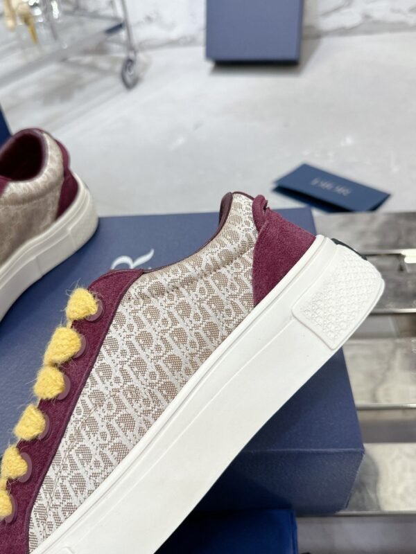 Dior original casual shoes diamond pattern canvas inlay