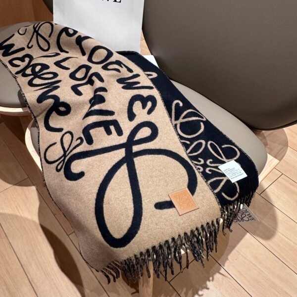 Loewe handwritten logo double-sided graffiti scarf