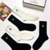CHANEL original socks embroidery logo 5 sets