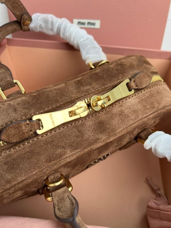 MiuMiu top layer suede calfskin bowling bag 22×10.5×7.5 cm