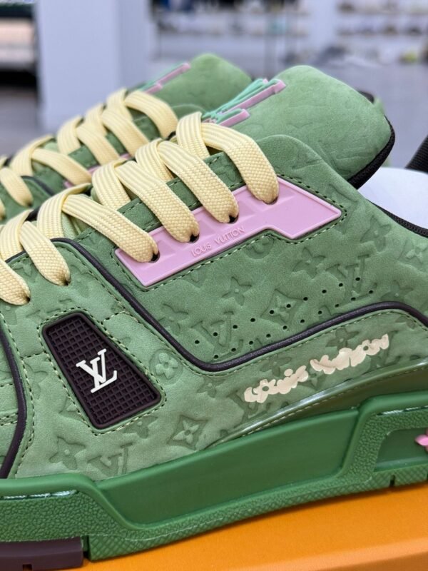 Louis Vuitton & tyler trainer green embossed shoes