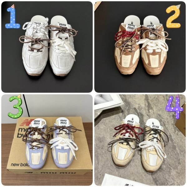 MiuMiu & New Balance joint 2025 summer retro sports half slippers Premium