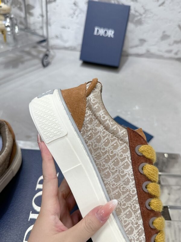 Dior original casual shoes diamond pattern canvas inlay