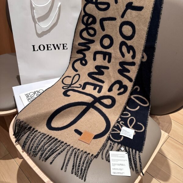 Loewe handwritten logo double-sided graffiti scarf