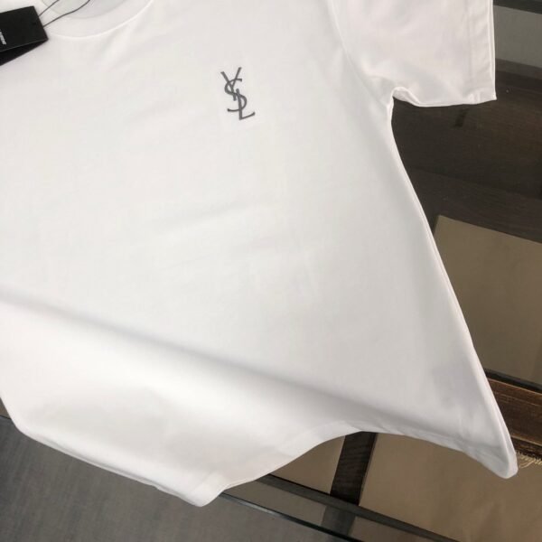 Saint Laurent original round neck short sleeve YSL embroidery logo