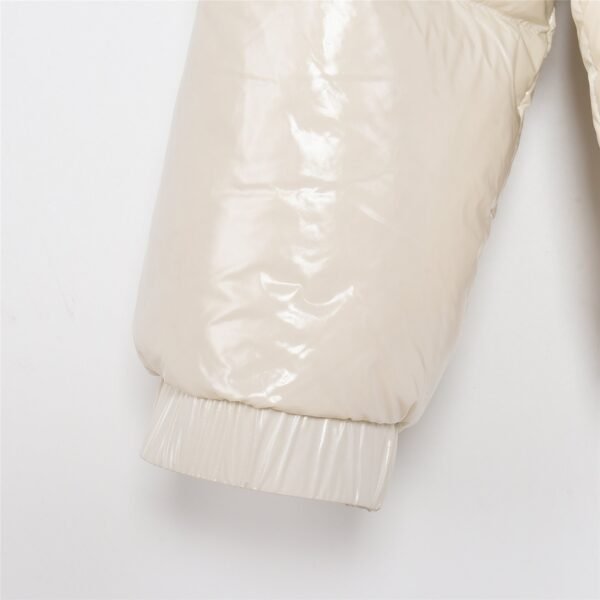 Moncer white fritillary bright patent leather short down jacket