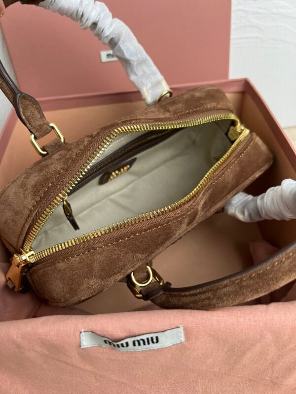 MiuMiu top layer suede calfskin bowling bag 22×10.5×7.5 cm