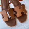 Hermès Oasis Epsom leather H sandals 1:1 material premium version 35-42