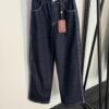 Loro Piana High-waisted straight-leg denim trousers with embroidered logo and leather patch on the back pocket