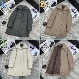 695644.jpg Loro Piana New style lapel wool down jacket mid-length coat lining 90% white goose down filling high-end quality