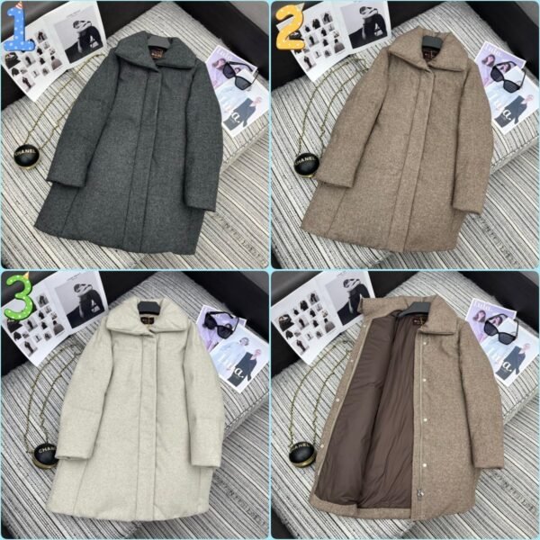 Loro Piana New style lapel wool down jacket mid-length coat lining 90% white goose down filling high-end quality