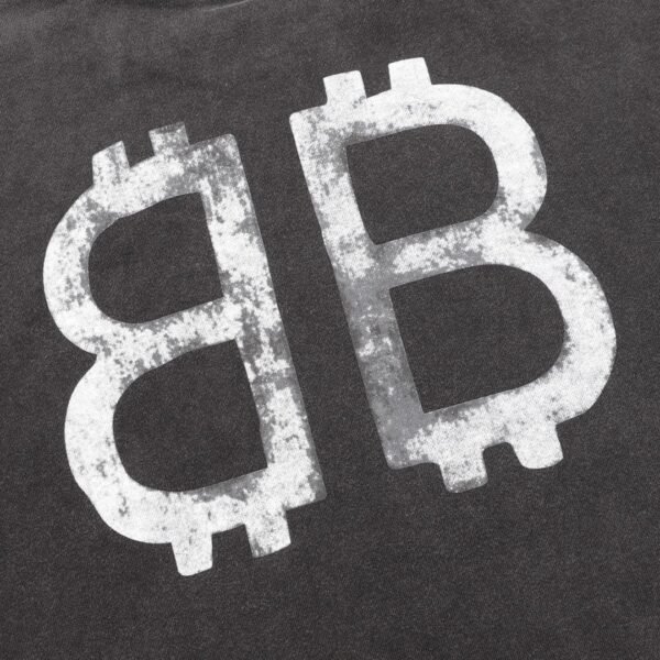 Balenciaga washed holes letter printed round neck hoodie