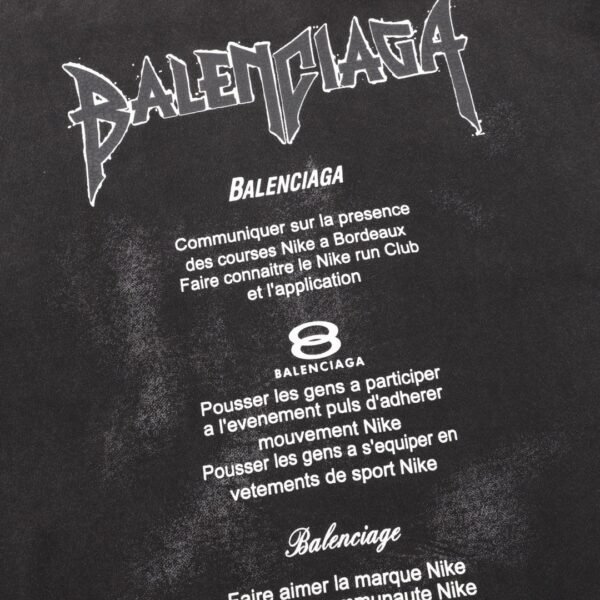 balenciaga washed lettered printed crew-neck hoodie