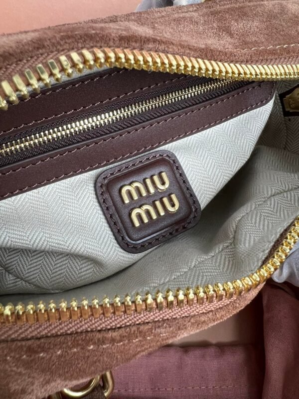MiuMiu top layer suede calfskin bowling bag 22×10.5×7.5 cm