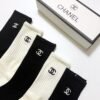 CHANEL original socks embroidery logo 5 sets