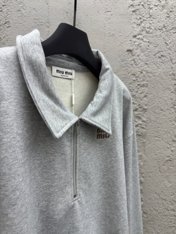 MIUMIU embroidered label zipper hoodie