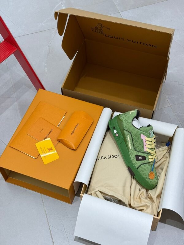 Louis Vuitton & tyler trainer green embossed shoes
