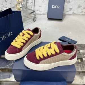 Dior original casual shoes diamond pattern canvas inlay