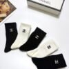 CHANEL original socks embroidery logo 5 sets