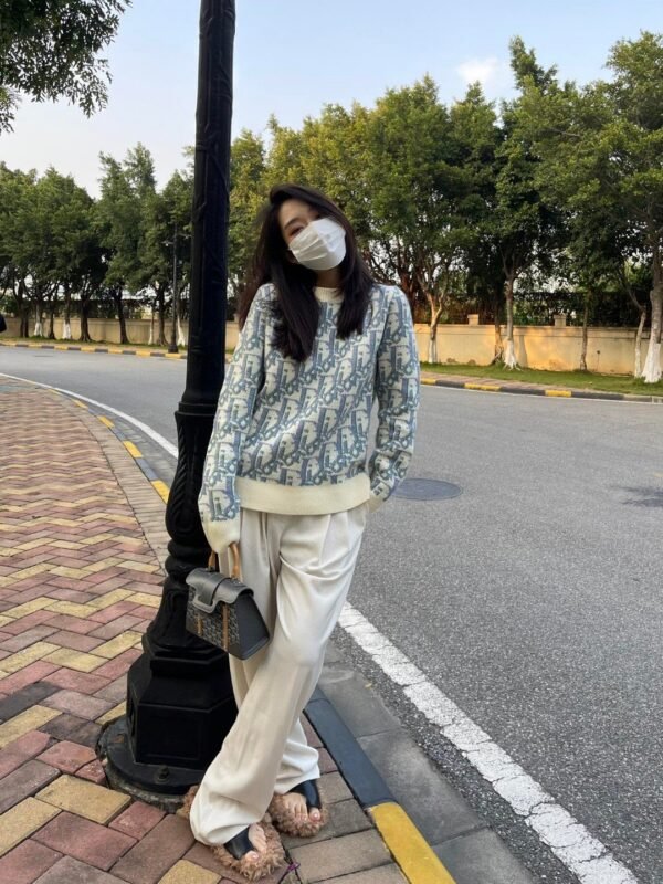 DIOR Classic full printed jacquard letter knitted sweater