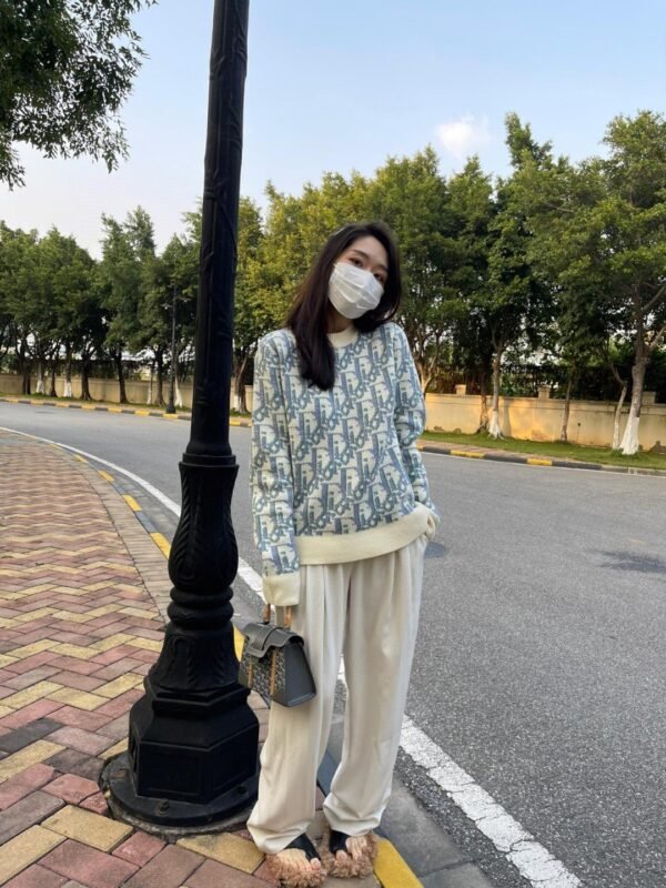 DIOR Classic full printed jacquard letter knitted sweater